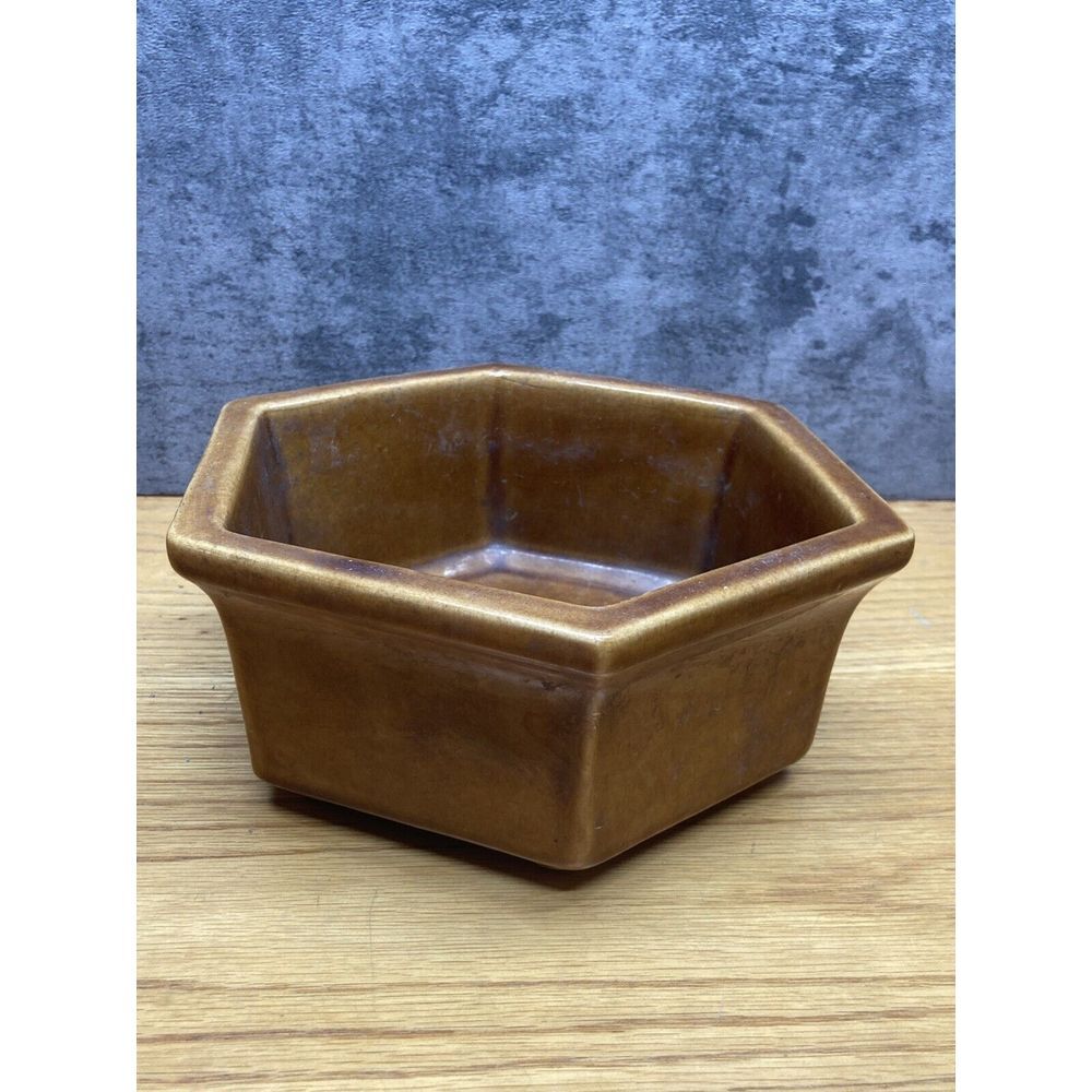 Vintage Haeger Pottery Brown Hexagon Planter 9" - Model 4003